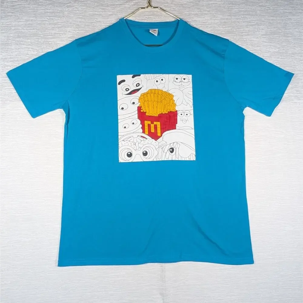 McDonalds Tee Shirt Unisex Size 2XL Blue French Fries Short Sleeve